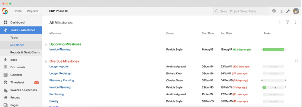 Zoho Projects is a perfect small business project management tool