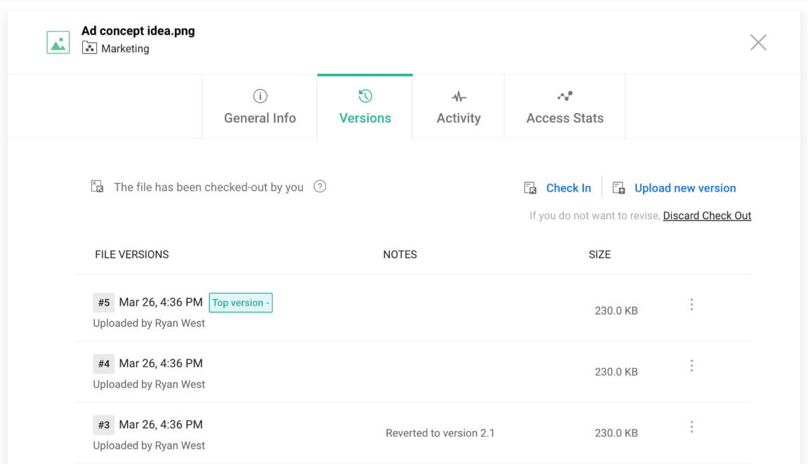Version tracking using Zoho WorkDrive