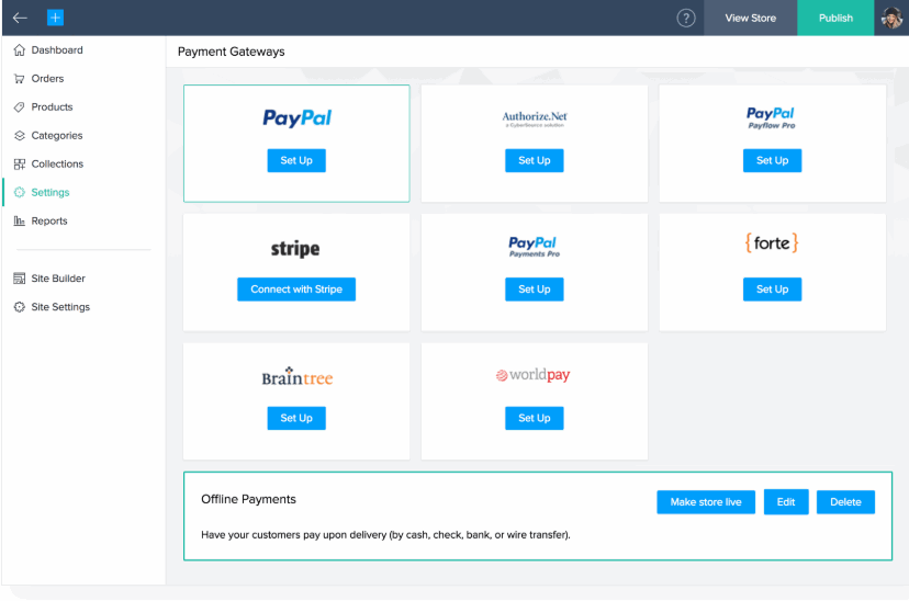 Use Zoho Commerce to accept payments from all of the popular payment gateway providers
